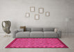 Machine Washable Checkered Pink Modern Rug in a Living Room, wshabs1500pnk