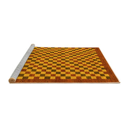 Sideview of Machine Washable Checkered Yellow Modern Rug, wshabs1500yw