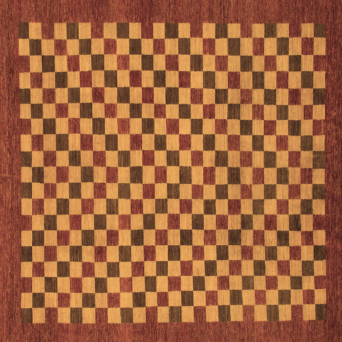 Square Machine Washable Checkered Brown Modern Rug, wshabs1500brn