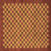 Square Machine Washable Checkered Brown Modern Rug, wshabs1500brn