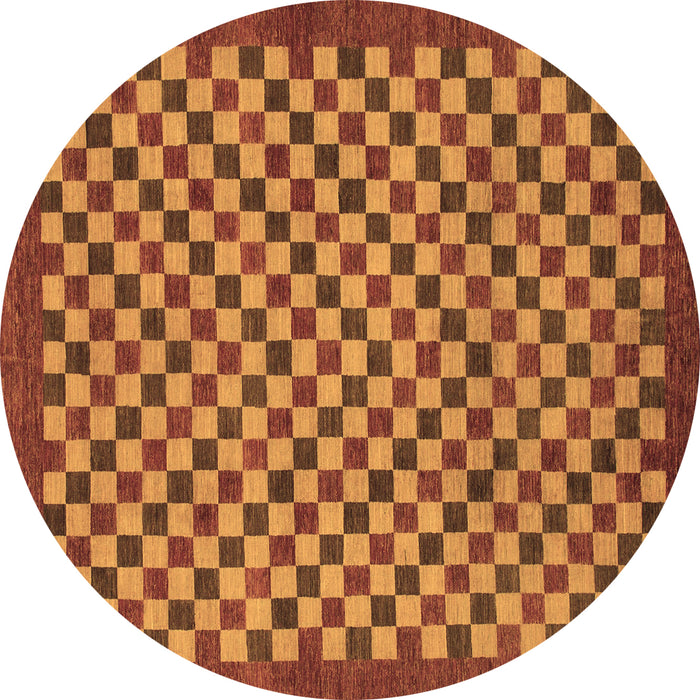 Round Checkered Brown Modern Rug, abs1500brn