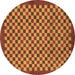 Round Checkered Brown Modern Rug, abs1500brn