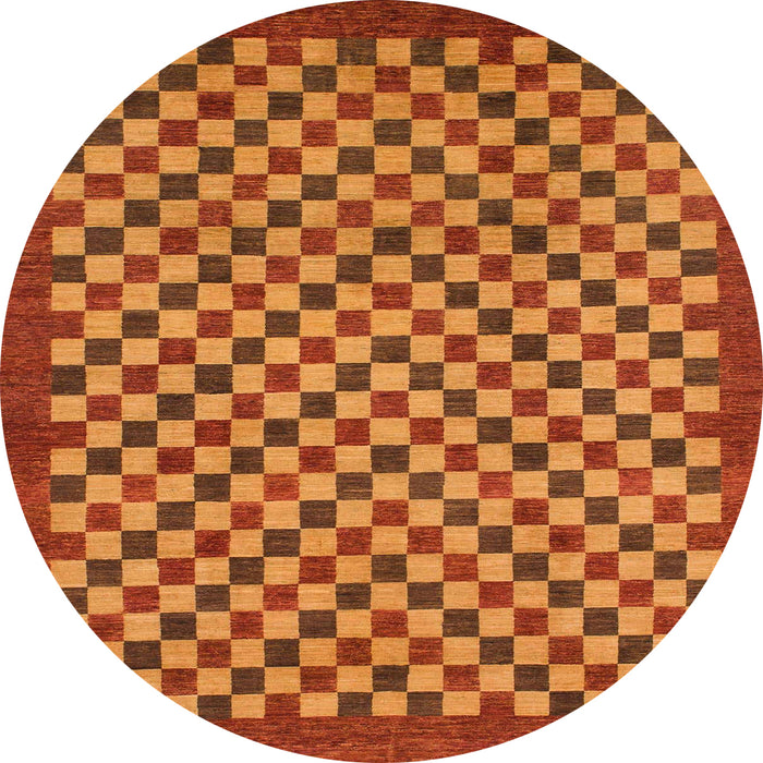 Round Abstract Red Checkered Rug, abs1500