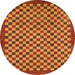 Round Abstract Red Checkered Rug, abs1500