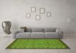 Machine Washable Checkered Green Modern Area Rugs in a Living Room,, wshabs1500grn