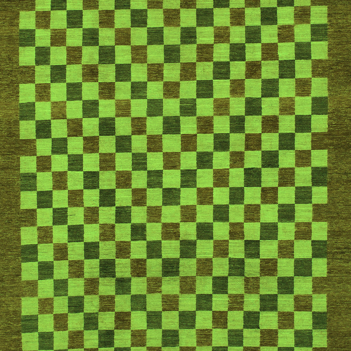 Machine Washable Checkered Green Modern Area Rugs, wshabs1500grn