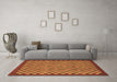 Machine Washable Checkered Brown Modern Rug in a Living Room,, wshabs1500brn