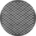 Round Machine Washable Checkered Gray Modern Rug, wshabs1500gry