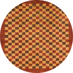 Round Machine Washable Abstract Red Rug, wshabs1500