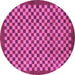Round Machine Washable Checkered Purple Modern Area Rugs, wshabs1500pur