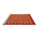 Sideview of Machine Washable Checkered Orange Modern Area Rugs, wshabs1500org
