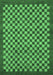 Machine Washable Checkered Emerald Green Modern Area Rugs, wshabs1500emgrn