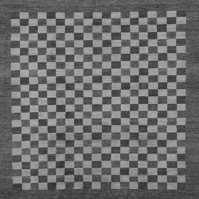 Square Machine Washable Checkered Gray Modern Rug, wshabs1500gry