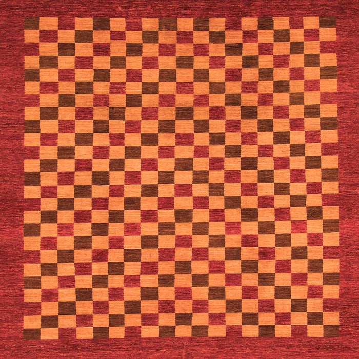Square Machine Washable Checkered Orange Modern Area Rugs, wshabs1500org