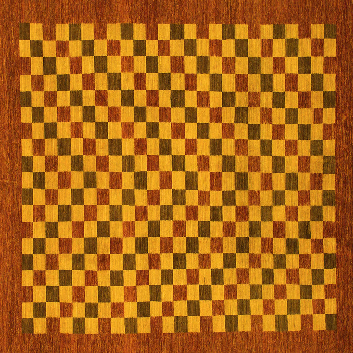 Square Machine Washable Checkered Yellow Modern Rug, wshabs1500yw