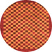 Round Machine Washable Checkered Orange Modern Area Rugs, wshabs1500org