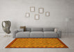 Machine Washable Checkered Yellow Modern Rug in a Living Room, wshabs1500yw