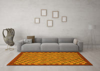 Machine Washable Checkered Yellow Modern Rug, wshabs1500yw