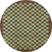 Round Machine Washable Checkered Light Blue Modern Rug, wshabs1500lblu