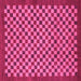 Square Machine Washable Checkered Pink Modern Rug, wshabs1500pnk