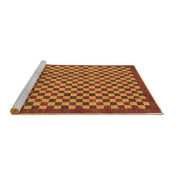 Sideview of Machine Washable Checkered Brown Modern Rug, wshabs1500brn