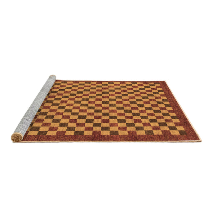 Sideview of Machine Washable Checkered Brown Modern Rug, wshabs1500brn