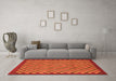 Machine Washable Checkered Orange Modern Area Rugs in a Living Room, wshabs1500org