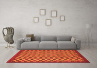 Machine Washable Checkered Orange Modern Rug, wshabs1500org