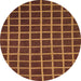 Round Abstract Saffron Red Checkered Rug, abs1501