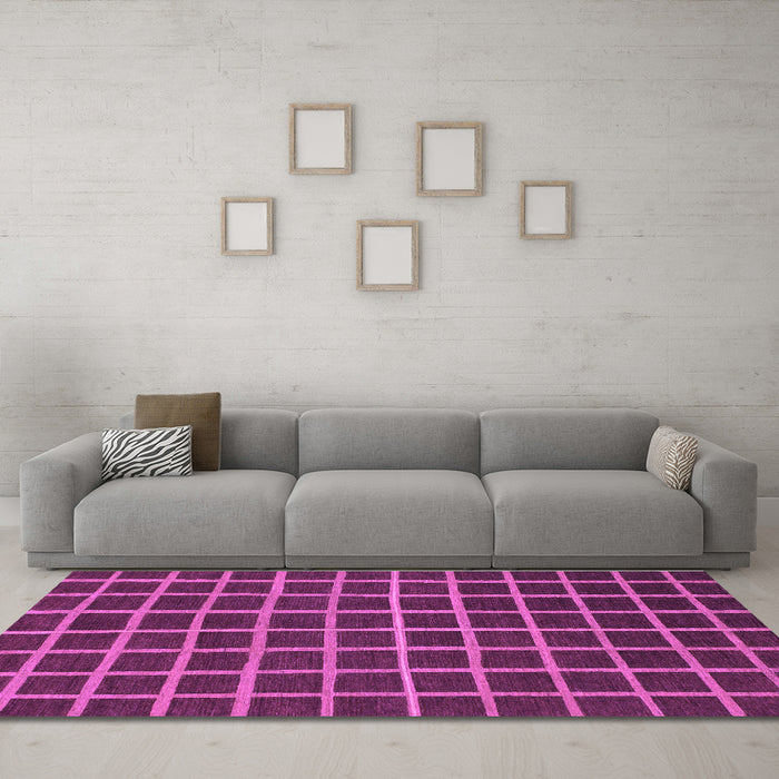 Machine Washable Checkered Purple Modern Area Rugs in a Living Room, wshabs1501pur