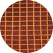 Round Checkered Orange Modern Rug, abs1501org