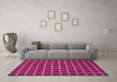 Machine Washable Checkered Pink Modern Rug in a Living Room, wshabs1501pnk