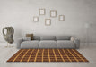 Machine Washable Checkered Brown Modern Rug in a Living Room,, wshabs1501brn