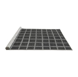 Sideview of Machine Washable Checkered Gray Modern Rug, wshabs1501gry