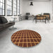 Round Machine Washable Abstract Saffron Red Rug in a Office, wshabs1501