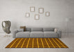 Machine Washable Checkered Yellow Modern Rug in a Living Room, wshabs1501yw