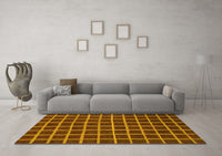 Machine Washable Checkered Yellow Modern Rug, wshabs1501yw