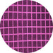 Round Machine Washable Checkered Purple Modern Area Rugs, wshabs1501pur