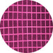 Round Checkered Pink Modern Rug, abs1501pnk