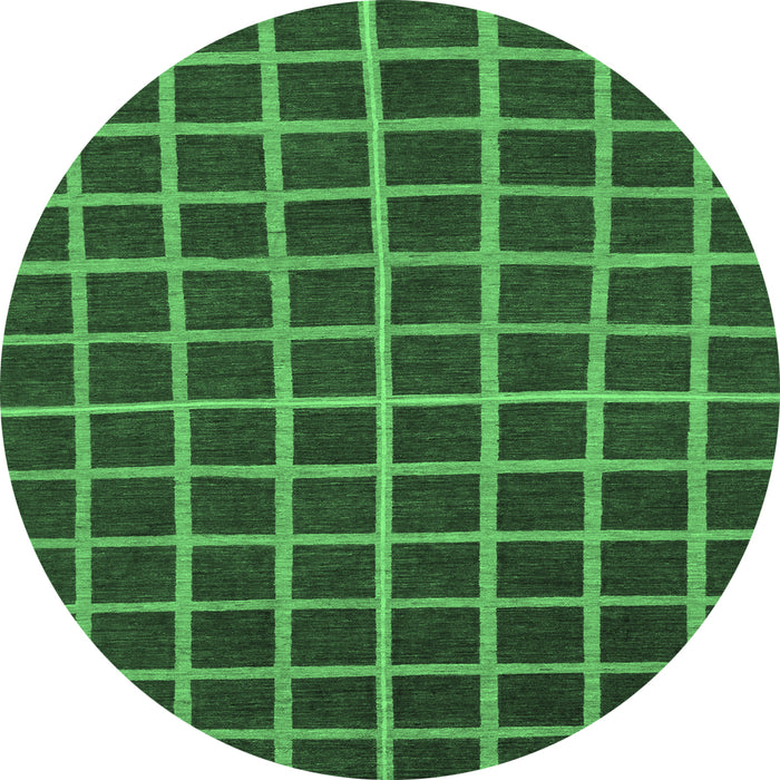 Round Checkered Emerald Green Modern Rug, abs1501emgrn