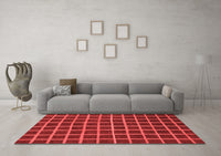 Machine Washable Checkered Red Modern Rug, wshabs1501red