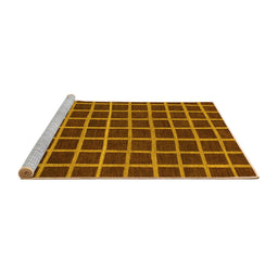 Sideview of Machine Washable Checkered Yellow Modern Rug, wshabs1501yw