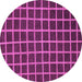 Round Checkered Purple Modern Rug, abs1501pur