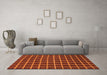 Machine Washable Checkered Orange Modern Area Rugs in a Living Room, wshabs1501org