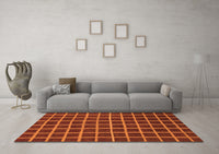 Machine Washable Checkered Orange Modern Rug, wshabs1501org