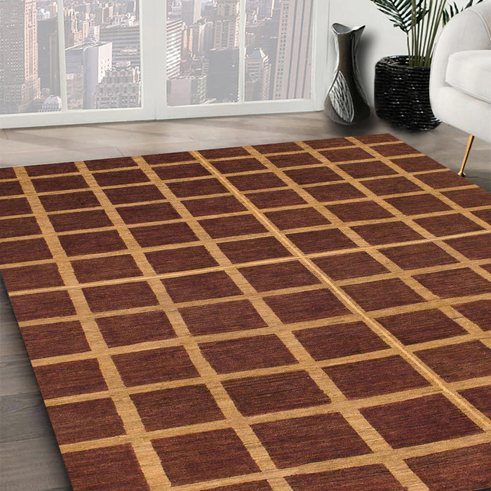 Machine Washable Abstract Saffron Red Rug in a Family Room, wshabs1501