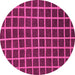 Round Machine Washable Checkered Pink Modern Rug, wshabs1501pnk