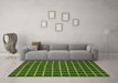 Machine Washable Checkered Green Modern Area Rugs in a Living Room,, wshabs1501grn