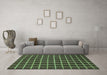 Machine Washable Checkered Turquoise Modern Area Rugs in a Living Room,, wshabs1501turq