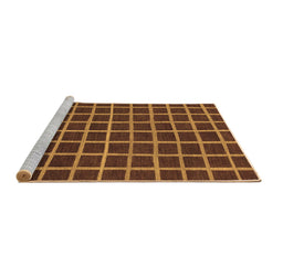 Sideview of Machine Washable Checkered Brown Modern Rug, wshabs1501brn